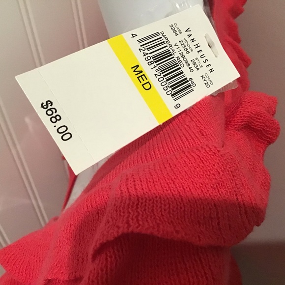 Sweater, Medium, Red, Ruffle front NWT $68.00 by Van Heusen - Picture 3 of 5